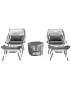 Manhattan Comfort Ashland Modern 3pc Patio Conversation Set In Grey