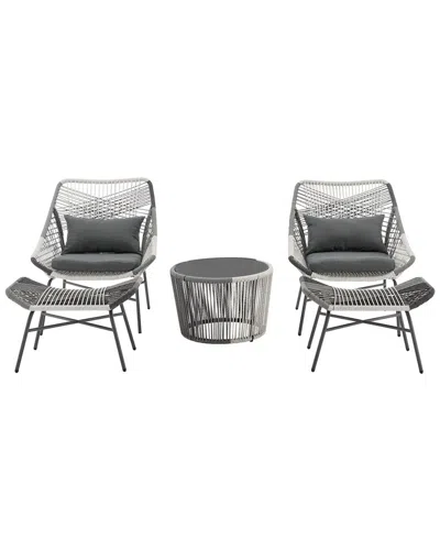 Manhattan Comfort Ashland Modern 3pc Patio Conversation Set In Grey