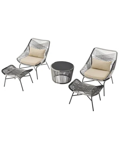 Manhattan Comfort Ashland Modern 3pc Patio Conversation Set In White
