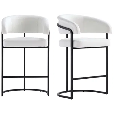 Manhattan Comfort Augusta Modern Leatherette Upholstered Counter Stool In White - Set Of 2