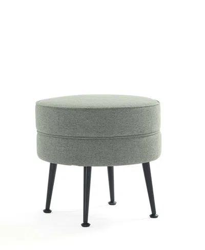 Manhattan Comfort Bailey 18.11" Woven Polyester Blend Upholstered Rubberwood Ottoman In Green