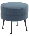 Manhattan Comfort Bailey Mid-century Modern Woven Polyester Blend Upholstered  Ottoman In Blue