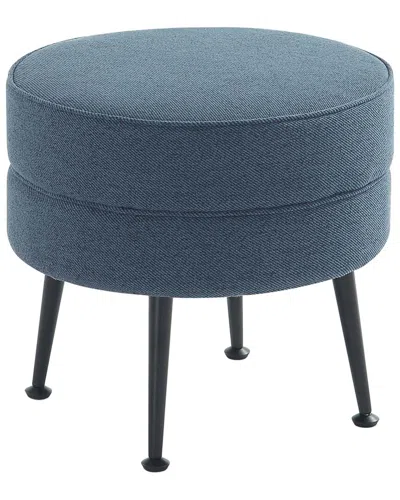 Manhattan Comfort Bailey Mid-century Modern Woven Polyester Blend Upholstered  Ottoman In Blue