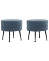 Manhattan Comfort Bailey Mid-century Modern Woven Polyester Blend Upholstered  Ottoman In Blue