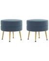 Manhattan Comfort Bailey Mid-century Modern Woven Polyester Blend Upholstered  Ottoman In Blue