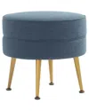 Manhattan Comfort Bailey Mid-century Modern Woven Polyester Blend Upholstered  Ottoman In Blue
