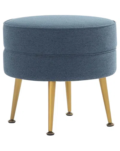 Manhattan Comfort Bailey Mid-century Modern Woven Polyester Blend Upholstered  Ottoman In Blue
