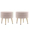Manhattan Comfort Bailey Mid-century Modern Woven Polyester Blend Upholstered  Ottoman In Brown