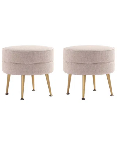 Manhattan Comfort Bailey Mid-century Modern Woven Polyester Blend Upholstered  Ottoman In Brown