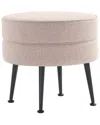 Manhattan Comfort Bailey 18.11" Woven Polyester Blend Upholstered Rubberwood Ottoman In Brown