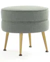 Manhattan Comfort Bailey Mid-century Modern Woven Polyester Blend Upholstered  Ottoman In Green