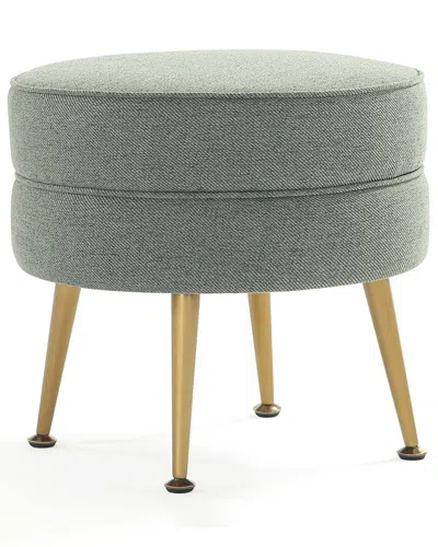 Manhattan Comfort Bailey Mid-century Modern Woven Polyester Blend Upholstered  Ottoman In Green