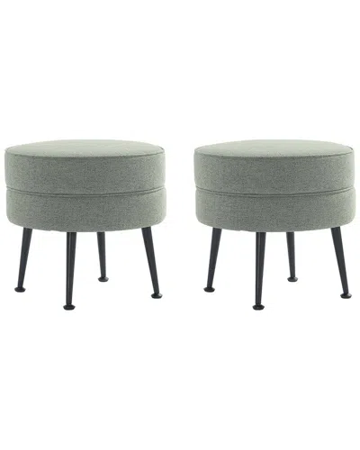 Manhattan Comfort Bailey Mid-century Modern Woven Polyester Blend Upholstered  Ottoman In Green