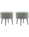 Manhattan Comfort Bailey Mid-century Modern Woven Polyester Blend Upholstered  Ottoman In Green