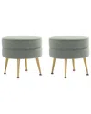 Manhattan Comfort Bailey Mid-century Modern Woven Polyester Blend Upholstered  Ottoman In Green