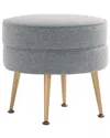 Manhattan Comfort Bailey Mid-century Modern Woven Polyester Blend Upholstered  Ottoman In Grey