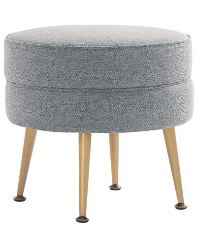 Manhattan Comfort Bailey Mid-century Modern Woven Polyester Blend Upholstered  Ottoman In Grey