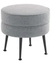 Manhattan Comfort Bailey Mid-century Modern Woven Polyester Blend Upholstered  Ottoman In Grey
