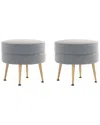 Manhattan Comfort Bailey Mid-century Modern Woven Polyester Blend Upholstered  Ottoman In Grey