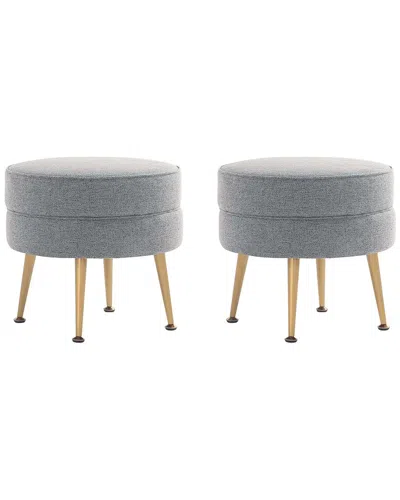 MANHATTAN COMFORT MANHATTAN COMFORT BAILEY MID-CENTURY MODERN WOVEN POLYESTER BLEND UPHOLSTERED  OTTOMAN