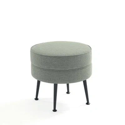 Manhattan Comfort Bailey Mid-century Modern Woven Polyester Blend Upholstered Wood Ottoman In Green