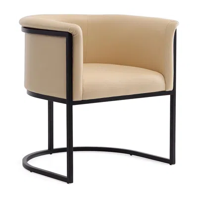 Manhattan Comfort Bali Tan And Black Faux Leather Dining Chair