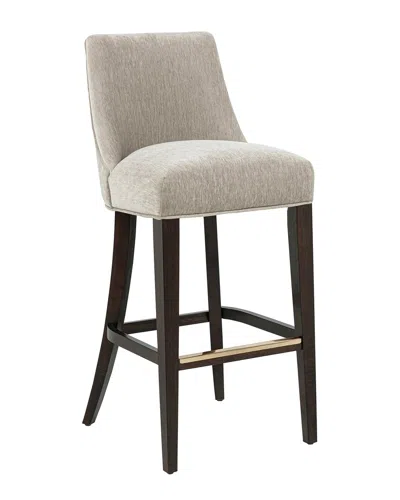 Manhattan Comfort Beever Chenille Barstool With Rubberwood Legs In Brown
