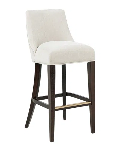Manhattan Comfort Beever Chenille Barstool With Rubberwood Legs In White