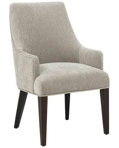 Manhattan Comfort Beever Chenille Dining Armchair With Rubberwood Legs In Gray