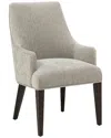 Manhattan Comfort Beever Chenille Dining Armchair With Rubberwood Legs In Gray