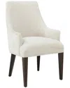 Manhattan Comfort Beever Chenille Dining Armchair With Rubberwood Legs In White