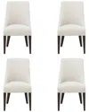 Manhattan Comfort Beever Chenille Dining Chair With Rubberwood Legs In White