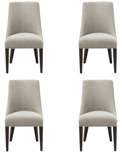 Manhattan Comfort Beever Chenille Dining Chair With Rubberwood Legs In Neutral
