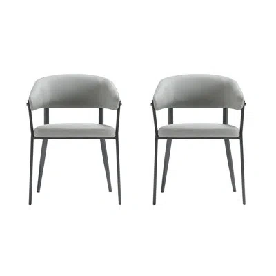 Manhattan Comfort Belle Modern Vegan Leather Upholstered Metal Dining Chair In Gray