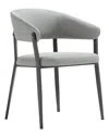 Manhattan Comfort Belle Textured Leatherette Dining Chair With Metal Legs In Gray