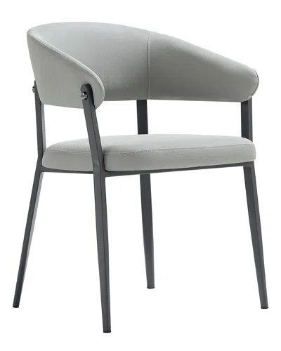 Manhattan Comfort Belle Textured Leatherette Dining Chair With Metal Legs In Gray