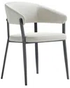 Manhattan Comfort Belle Textured Leatherette Dining Chair With Metal Legs In White
