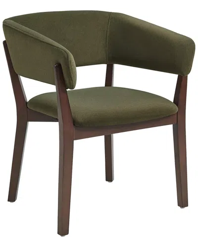 Manhattan Comfort Blake Dining Armchair With Beech Wood Legs In Green
