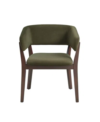 Manhattan Comfort Blake Faux Mohair Upholstered 26" Beech Wood Dining Armchair In Green