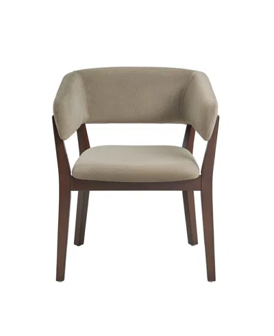 Manhattan Comfort Blake Faux Mohair Upholstered 26" Beech Wood Dining Armchair In Sand