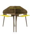 Manhattan Comfort Bradley 2pc Cubicle Section Desk With Keyboard Shelf In Rustic Brown And Yellow In Brown