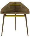 Manhattan Comfort Bradley Corner Desk With Keyboard Shelf In Rustic Brown And Yellow In Brown