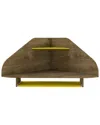 Manhattan Comfort Bradley Floating Corner Desk With Keyboard Shelf In Rustic Brown And Yellow In Brown
