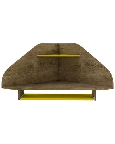 MANHATTAN COMFORT MANHATTAN COMFORT BRADLEY FLOATING CORNER DESK WITH KEYBOARD SHELF IN RUSTIC BROWN AND YELLOW