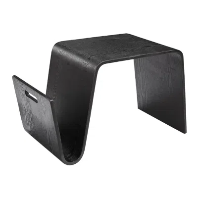 Manhattan Comfort Brookside 25.6 In. Black Rectangle Plywood And Ash Veneer End Table