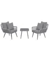 Manhattan Comfort Cannes Patio 2-person Seating Group With End Table In Grey