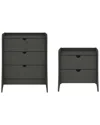 Manhattan Comfort Coney 2pc Mid-century Modern Dresser & Nightstand Set In Grey