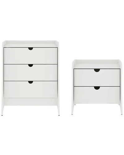 MANHATTAN COMFORT MANHATTAN COMFORT CONEY 2PC MID-CENTURY MODERN DRESSER & NIGHTSTAND SET