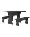 Manhattan Comfort Coney 3pc Mid-century Modern Dining Set In Grey