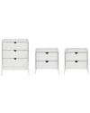 Manhattan Comfort Coney 3pc Mid-century Modern Dresser & Nightstand Set In White